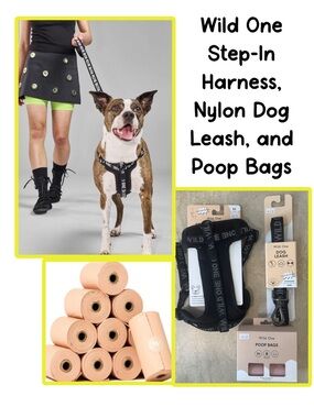 Wild One Step-In Harness, Nylon Dog Leash, and Poop Bags